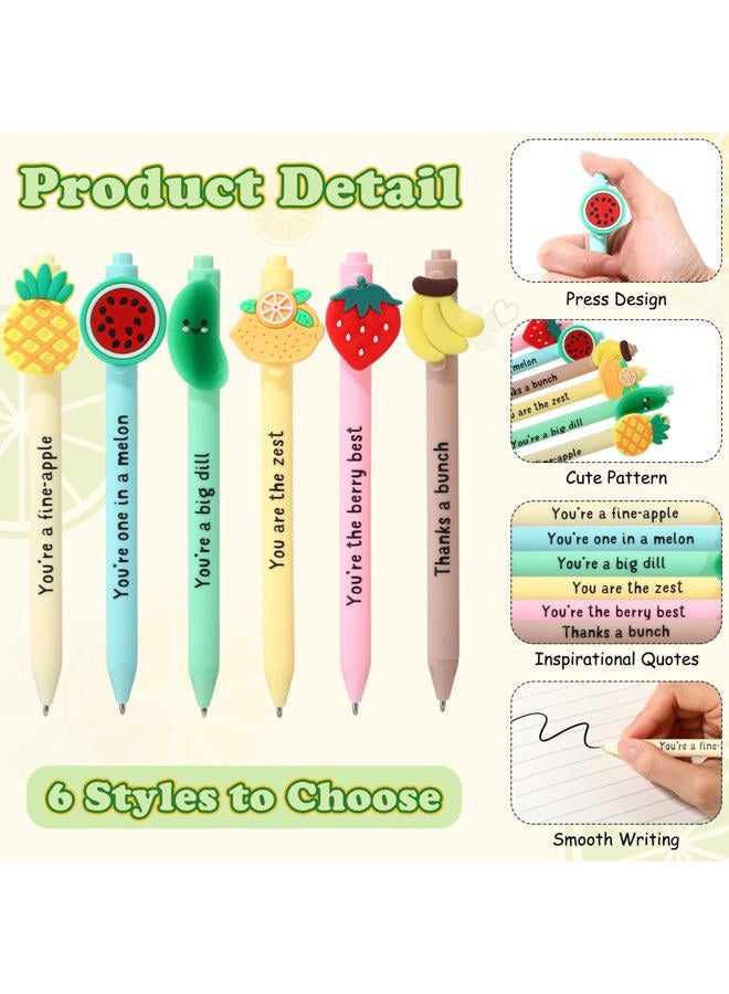 Dunzoom 24 Sets Funny Positive Fruit Pen Gifts Bulk Motivational Fruit Ballpoint Pens with Affirmation Encouragement Quotes Cards Appreciation Gifts Team Building Party Favor for Coworker Teacher - Image 2
