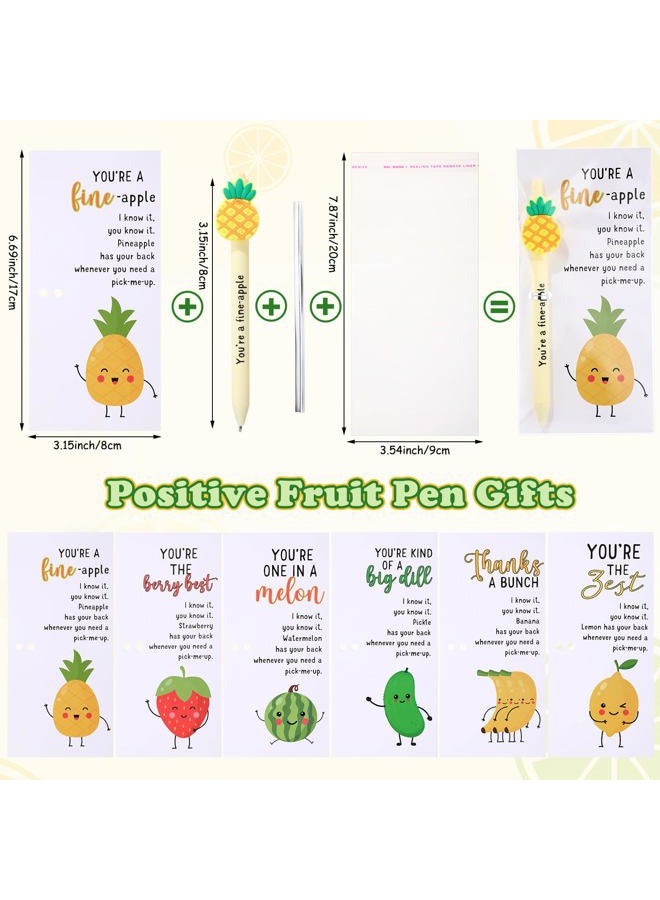 Dunzoom 24 Sets Funny Positive Fruit Pen Gifts Bulk Motivational Fruit Ballpoint Pens with Affirmation Encouragement Quotes Cards Appreciation Gifts Team Building Party Favor for Coworker Teacher - Image 3