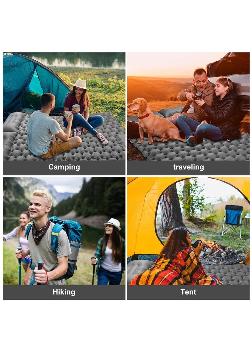 Generic Double Sleeping Pad for Camping,196×125×10 Large Self Inflating Camping Sleeping Pad with Pillow Built-in Pump Portable 2 Person Camping Mat for Backpacking, Hiking, Tent Air Mattress (Grey) - Image 5
