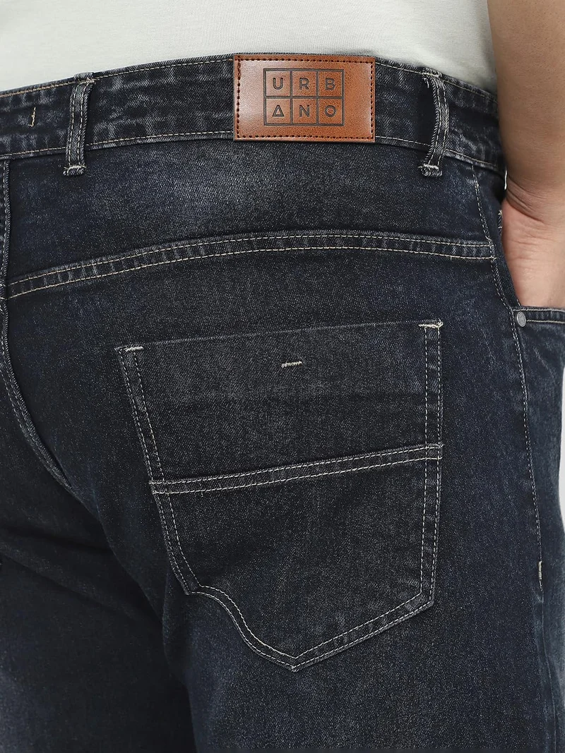 Urbano Fashion  Urbano Plus Men's Dark Grey Straight Fit Washed Jeans Stretchable  | Best Price UAE