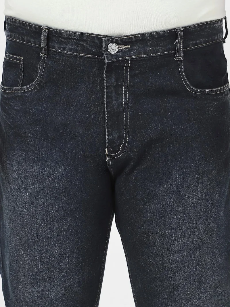 Urbano Fashion  Urbano Plus Men's Dark Grey Straight Fit Washed Jeans Stretchable  | Best Price UAE