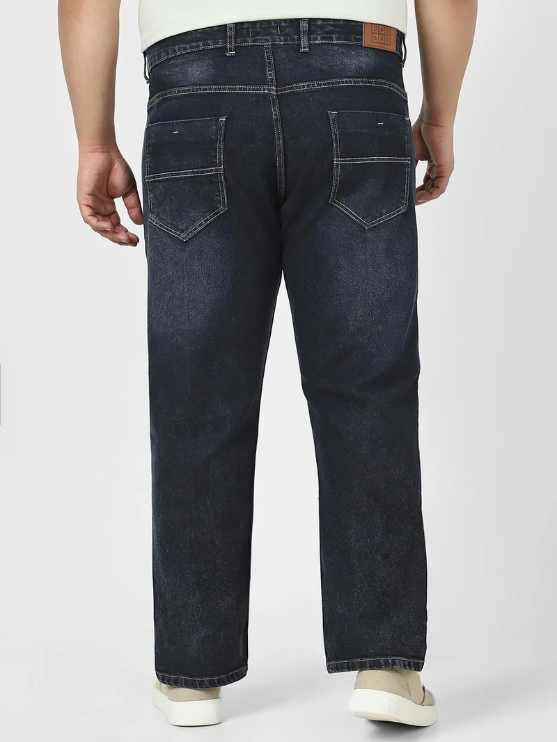 Urbano Fashion  Urbano Plus Men's Dark Grey Straight Fit Washed Jeans Stretchable  | Best Price UAE