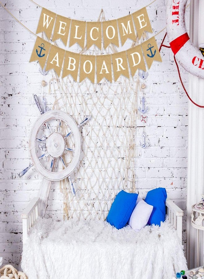 Rainlemon Jute Burlap Welcome Aboard Banner Nautical Boy Baby Shower Birthday Party Nursery Garland Decoration - Image 5