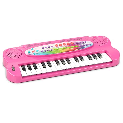 Raimy Mini Keyboard Piano for Kids 32 Keys Portable Piano Early Learning Educational Electronic Music Keyboard Instrument Toys for 3 4 5 6 Year Old Boys and Girls Pink - Image 1