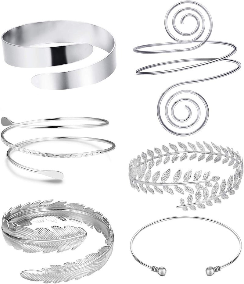 RIOSO 6 Pieces Arm Cuff Upper Arm Band Cuff Bracelet Bangle for Women Adjustable Armband Set - Image 1