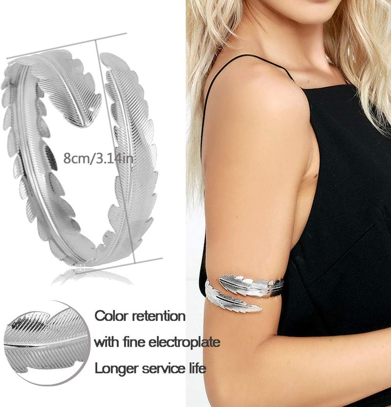 RIOSO 6 Pieces Arm Cuff Upper Arm Band Cuff Bracelet Bangle for Women Adjustable Armband Set - Image 5
