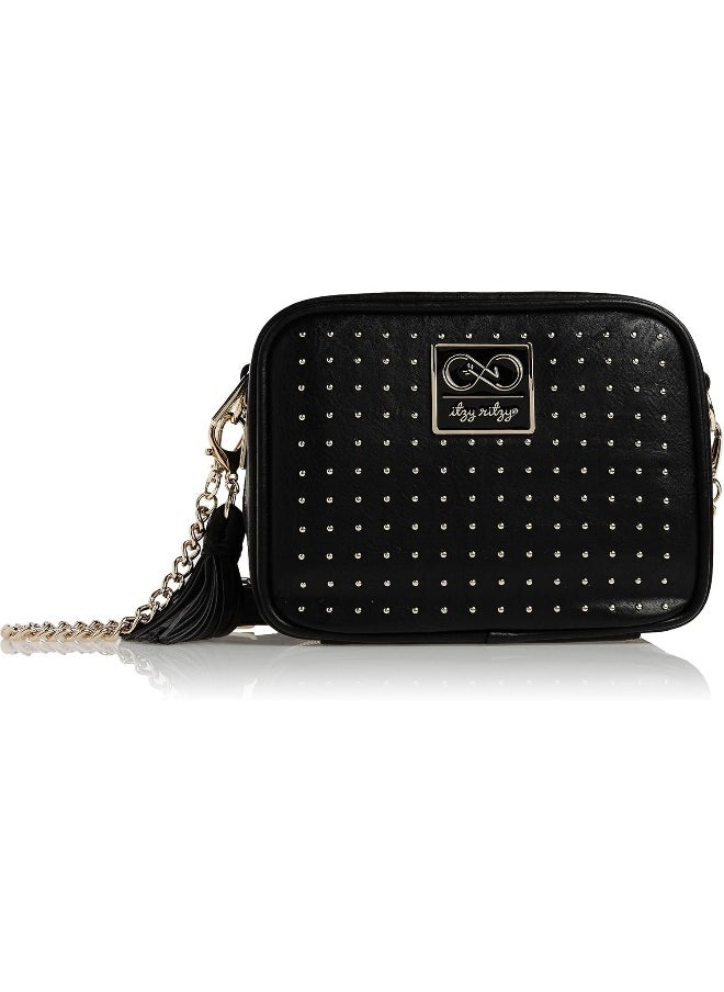 Itzy Ritzy Itzy Ritzy Chelsea + Cole for Crossbody Diaper Bag - Includes 6 Pockets, Changing Pad & Tassel; Black with Sweetheart Print  - Image 1