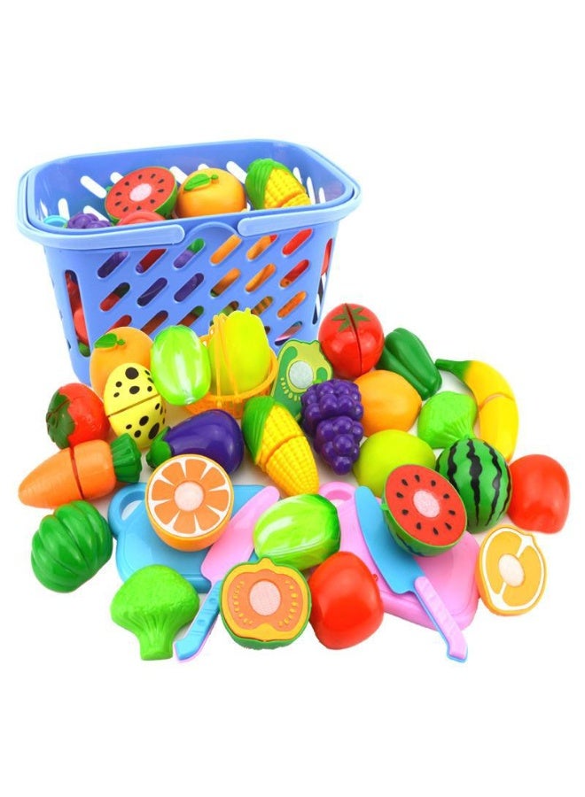 Halamodo 23Pcs Fruit Cutting Toy Set, Children'S Pretend Play Simulation Vegetable And Fruit Cutting Toys, Girls Cooking Kitchen Utensils, Educational Kitchen Toys Set, Kitchen Pretend Play Toy, Birthday Gift Party Favors for Kids - Image 1