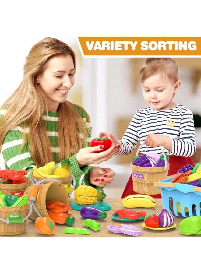 Halamodo 23Pcs Fruit Cutting Toy Set, Children'S Pretend Play Simulation Vegetable And Fruit Cutting Toys, Girls Cooking Kitchen Utensils, Educational Kitchen Toys Set, Kitchen Pretend Play Toy, Birthday Gift Party Favors for Kids - Image 5