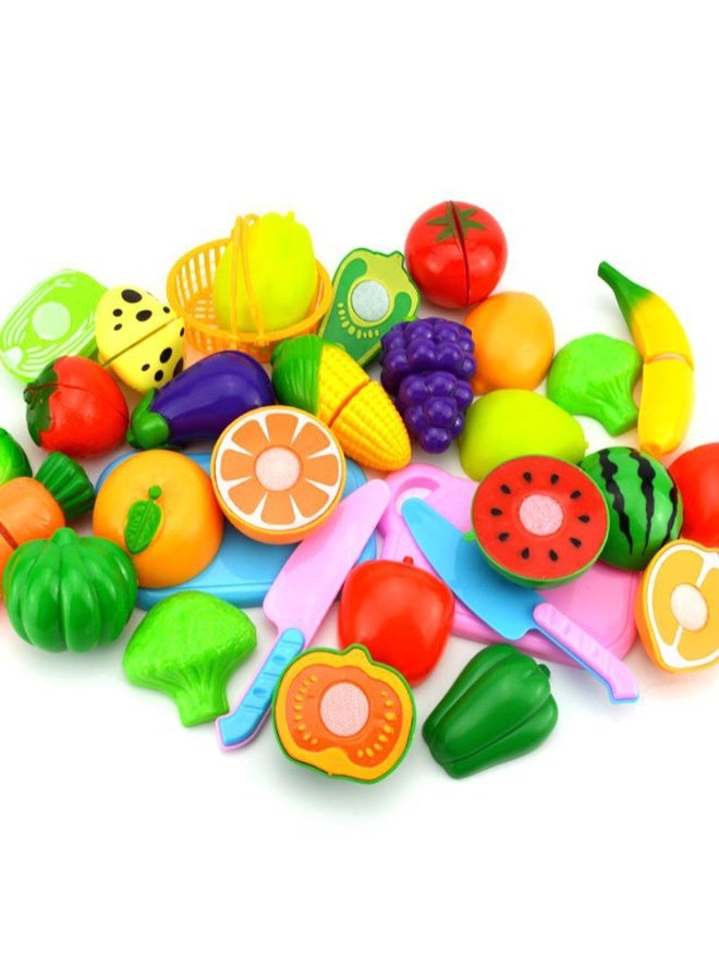 Halamodo 23Pcs Fruit Cutting Toy Set, Children'S Pretend Play Simulation Vegetable And Fruit Cutting Toys, Girls Cooking Kitchen Utensils, Educational Kitchen Toys Set, Kitchen Pretend Play Toy, Birthday Gift Party Favors for Kids - Image 2