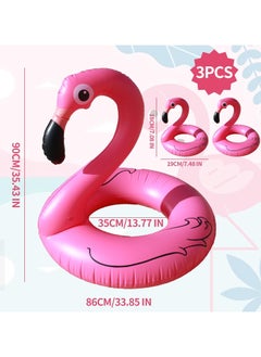 General 3pcs inflatable flamingos approx. 90 cm pool float with drink holder outdoor pool beach party supplies summer holiday essentials  - Image 2