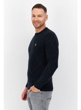 Lyle & Scott Men Crew Neck Long Sleeve Knitted Sweater, Navy  - Image 2