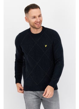 Lyle & Scott Men Crew Neck Long Sleeve Knitted Sweater, Navy  - Image 1