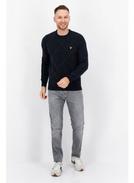 Lyle & Scott Men Crew Neck Long Sleeve Knitted Sweater, Navy  - Image 4