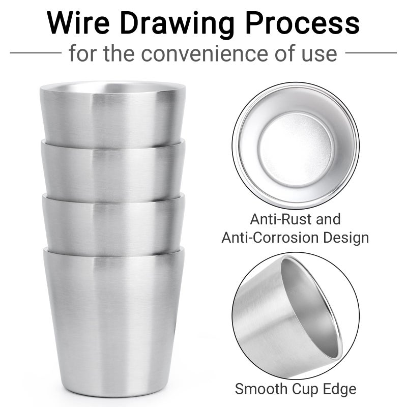 Beasea Stainless Steel Cups 6 oz, 4 Pack Small Stainless Steel Tumbler Bulk Stackable Insulated Mini Cups for Drinking Double Wall Metal Glasses Tin Cups for Home Restaurant Office Party Camping - Image 4