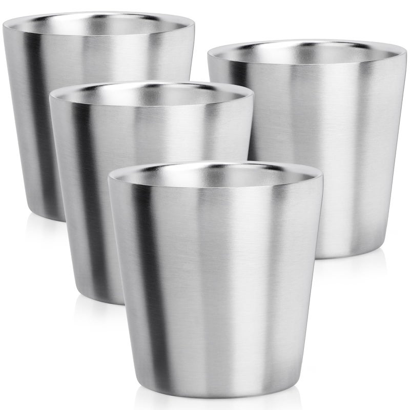 Beasea Stainless Steel Cups 6 oz, 4 Pack Small Stainless Steel Tumbler Bulk Stackable Insulated Mini Cups for Drinking Double Wall Metal Glasses Tin Cups for Home Restaurant Office Party Camping - Image 1