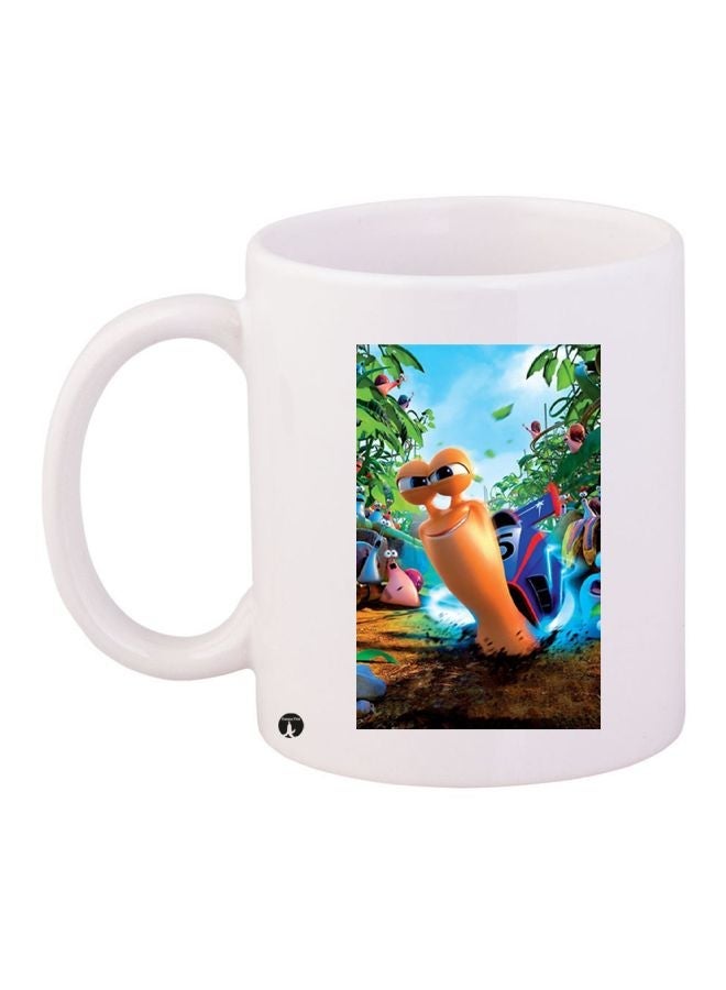 RYN Cartoon Printed Coffee Mug White/Orange/Blue 11ounce