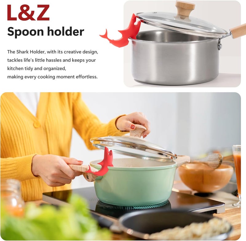 Li & Zhao Li&Zhao Funny Silicone Spoon Rest - 3 PCS Shark Spoon Rest for Stove Top Utensil Rest Kitchen Spoon Holder for Stove Organizer Cooking Gifts Kitchen Gifts - Image 4