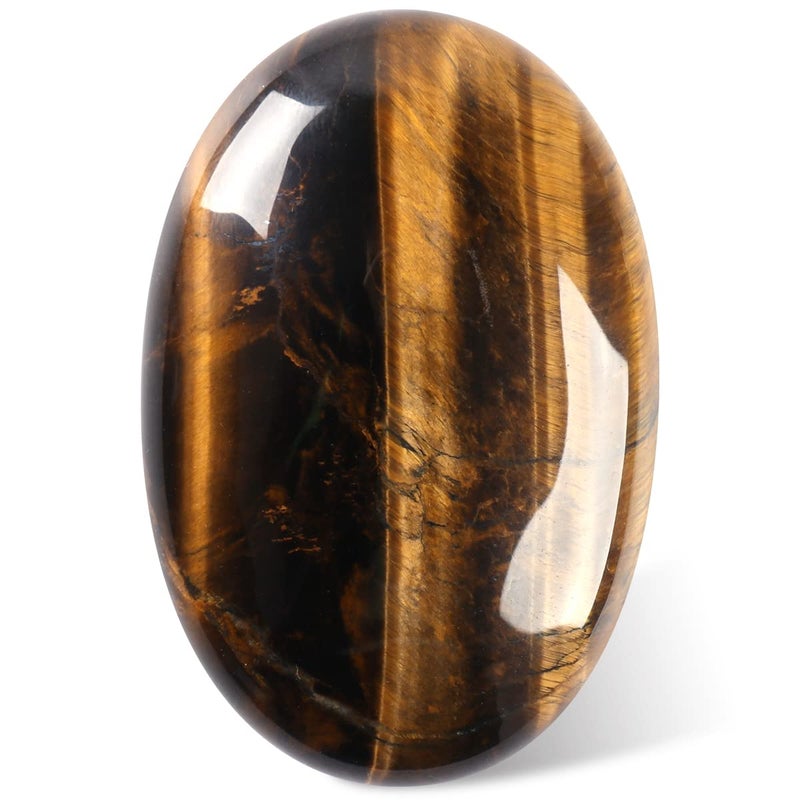 CASMON Tigers Eye Oval Palm Stones Pocket Worry Stone for Anxiety Stress Relief Therapy Natural Polished Energy Stone Healing Crystal 1PC