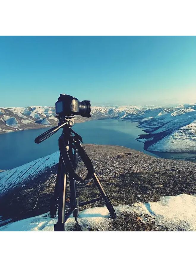 حامل ثلاثي القوائم أسود ثقيل الاستبدال القابل للتعديل 360 متوافق مع كاميرات DSLR ML وكاميرات المرايا الذكية والأجهزة اللوحية والمدونات المرئية - Image 5
