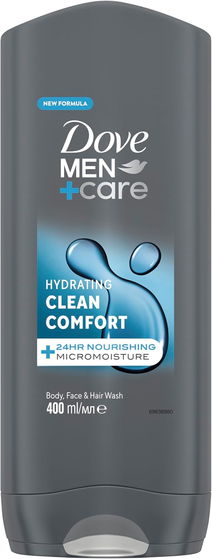 Dove Men+Care Dove MenCare Hydrating Clean Comfort 3in1 Hair Body and Face Wash Body Cleanser shower gel with 24 hour nourishing MicroMoisture technology for relaxed and reenergised skin 400 ml - Image 1