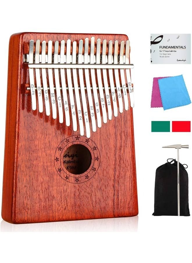 Generic Kalimba thumb piano 17 key finger piano musical instrument with study instruction and tune hammer, gift for kids, adult beginners.  - Image 1