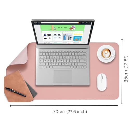 AROPANA Anti-Slip Extended Mouse Pad | PU Vegan Leather Desk Mat | Large Computer Desk Protector Pad with Suede Base for Keyboard, Laptop, Office & Home (70x35CM, Pink) - Image 4