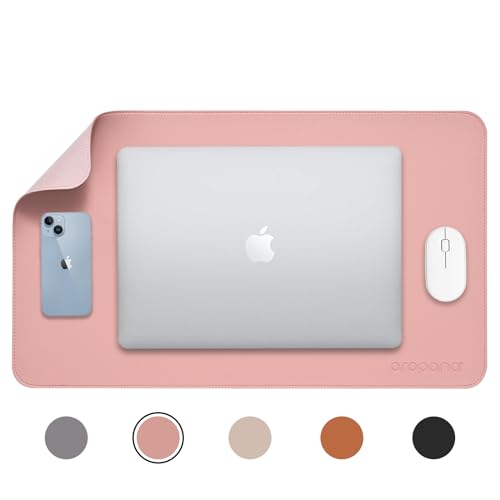 AROPANA Anti-Slip Extended Mouse Pad | PU Vegan Leather Desk Mat | Large Computer Desk Protector Pad with Suede Base for Keyboard, Laptop, Office & Home (70x35CM, Pink) - Image 3