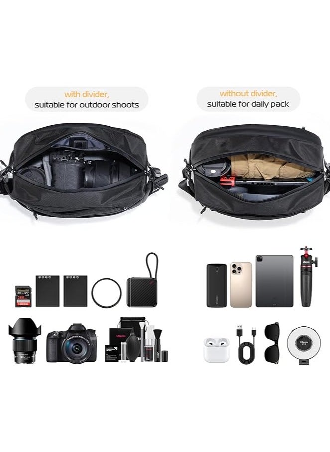 حقيبة كاميرا من ULANZI - مقاومة للماء مع حامل ثلاثي القوائم، حقيبة كتف لكاميرات DSLR/SLR والكاميرات عديمة المرآة للمصورين - سعة 10 لتر، باللون الأسود