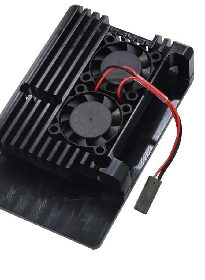 Raspberry Pi Heatsink Cases For Raspberry Pi 4 Model B (Aluminum Case with Dual Cooling Fan - Black)