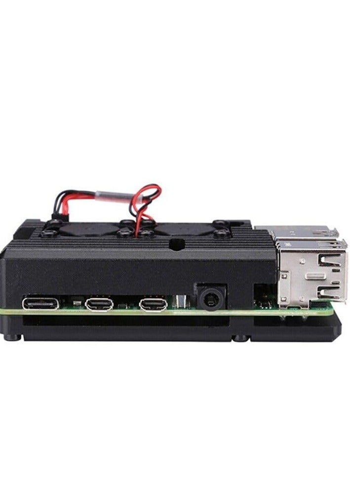 Raspberry Pi Heatsink Cases For Raspberry Pi 4 Model B (Aluminum Case with Dual Cooling Fan - Black)