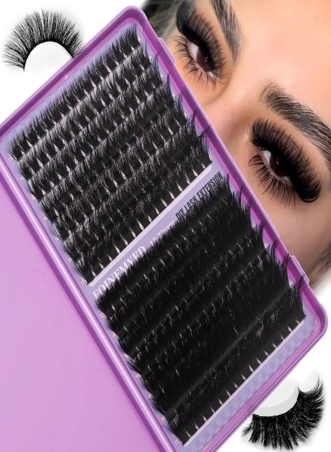 FOINEMYED Lash Clusters 100D+200D Thick Volume Eyelash Clusters 12-22mm Long Cluster Lashes Fluffy Eyelash Extensions Individual Lashes Clusters DIY at Home Eyelashes D Curl Lash Extension by FOINEMYED - Image 1