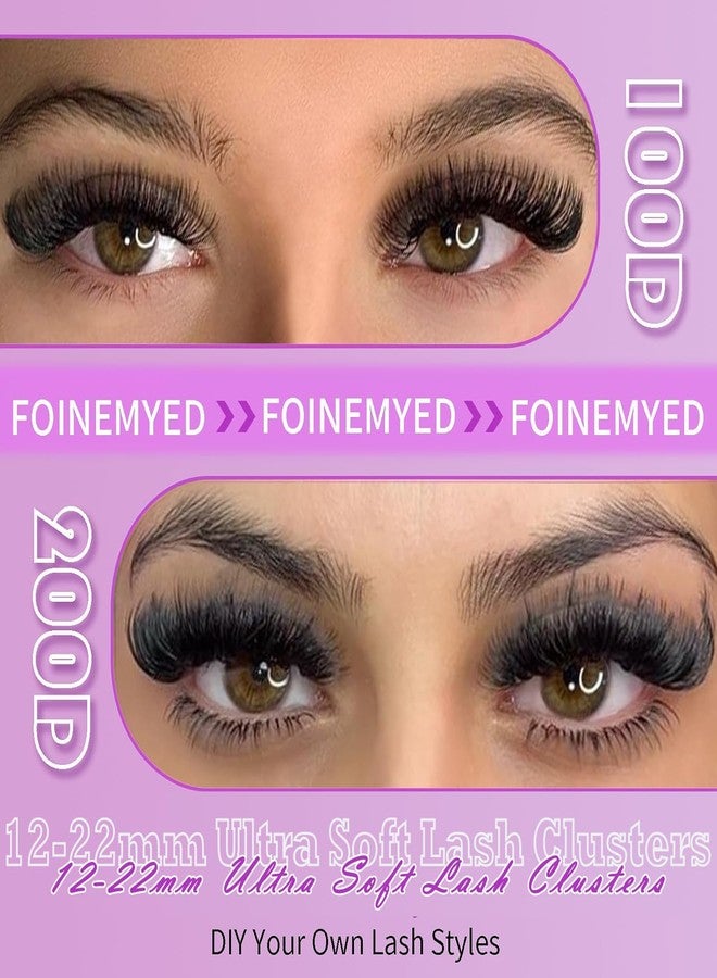 FOINEMYED Lash Clusters 100D+200D Thick Volume Eyelash Clusters 12-22mm Long Cluster Lashes Fluffy Eyelash Extensions Individual Lashes Clusters DIY at Home Eyelashes D Curl Lash Extension by FOINEMYED - Image 3
