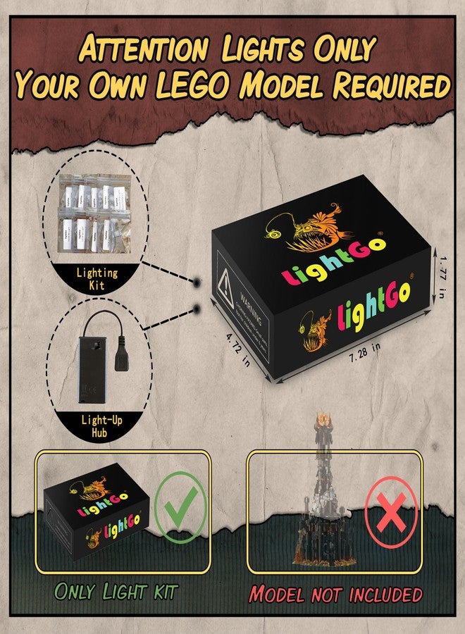 LightGo LED Lighting Kit for Lego 10333 The Lord of The Rings: Barad-dûr Building Set, Dark Lord Castle, Lighted Minifigure Set (Remote Version) - Image 2