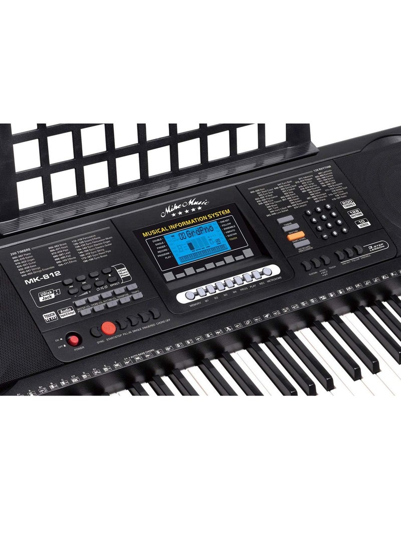 null - 61-Key Electronic Keyboard Multi Function Portable Digital Piano MK812 with 200 Timbres, 128 Rhythms, USB Port, Ideal for Beginners & Professionals, with Stand&Bench&Microphone & Headphones - Image 1