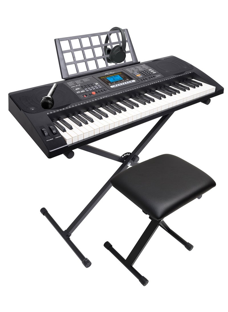 null - 61-Key Electronic Keyboard Multi Function Portable Digital Piano MK812 with 200 Timbres, 128 Rhythms, USB Port, Ideal for Beginners & Professionals, with Stand&Bench&Microphone & Headphones - Image 1