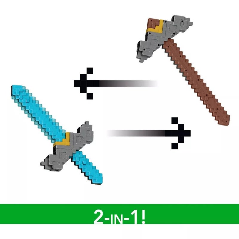 Minecraft Movie Click And Switch Sword And Pickaxe Roleplay 2-In-1 Toy - Image 2