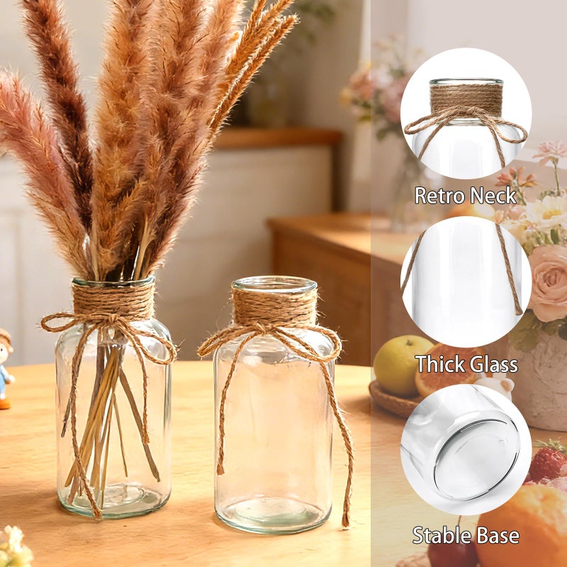 Brajttt 12 Pack Glass Flower Vases with Rope,Brajttt Vintage Bud Vases in Bulk,Mason Jars for Centerpieces,Flower Vase for Centerpieces and Tag for Weddings,Home Decor & DIY Projects - Image 3