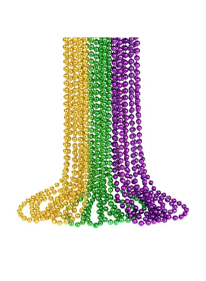 ZZYFGH 12PCS Mardi Gras Beads, Gold Green Purple Mardi Gras Metallic Beads Costumes Necklaces Bulk, 33" Mardi Gras Necklace Women Men Stuff, Festival Parade Throw Accessories for Wedding Birthday - Image 1