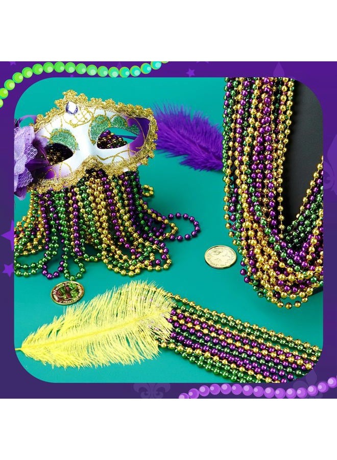 ZZYFGH 12PCS Mardi Gras Beads, Gold Green Purple Mardi Gras Metallic Beads Costumes Necklaces Bulk, 33" Mardi Gras Necklace Women Men Stuff, Festival Parade Throw Accessories for Wedding Birthday - Image 4