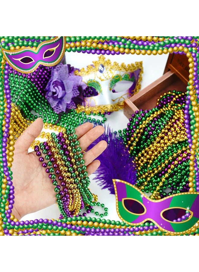 ZZYFGH 12PCS Mardi Gras Beads, Gold Green Purple Mardi Gras Metallic Beads Costumes Necklaces Bulk, 33" Mardi Gras Necklace Women Men Stuff, Festival Parade Throw Accessories for Wedding Birthday - Image 3