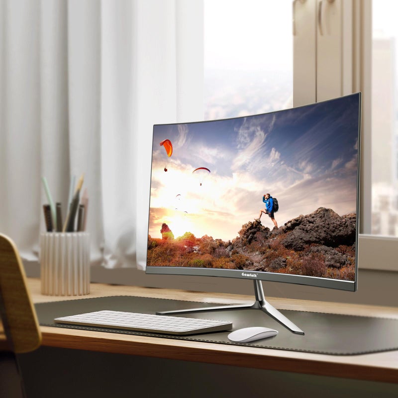 Gawfolk شاشة ألعاب من غوفولك مقاس 24.5 بوصة منحنية مع مكبرات صوت مدمجة، 3000R 120Hz شاشة كمبيوتر بدقة Full HD 1080P، HDMI 2.0، VGA، متوافقة مع تركيب الحائط 75 * 75 مم - Image 4