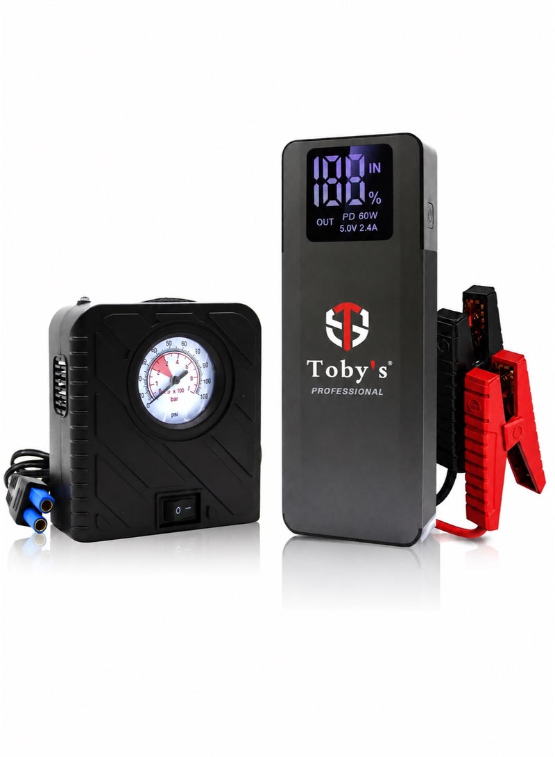 توبيز ضاغط توبيز X20 بقوة 16000mAh مع منفاخ هواء، هيكل ABS مقاوم للماء، شحن متعدد الأجهزة، حماية أمان، دعم مركبات 12V، بطارية محمولة خفيفة الوزن - Image 1