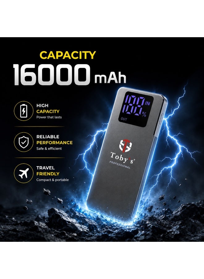 توبيز ضاغط توبيز X20 بقوة 16000mAh مع منفاخ هواء، هيكل ABS مقاوم للماء، شحن متعدد الأجهزة، حماية أمان، دعم مركبات 12V، بطارية محمولة خفيفة الوزن - Image 2