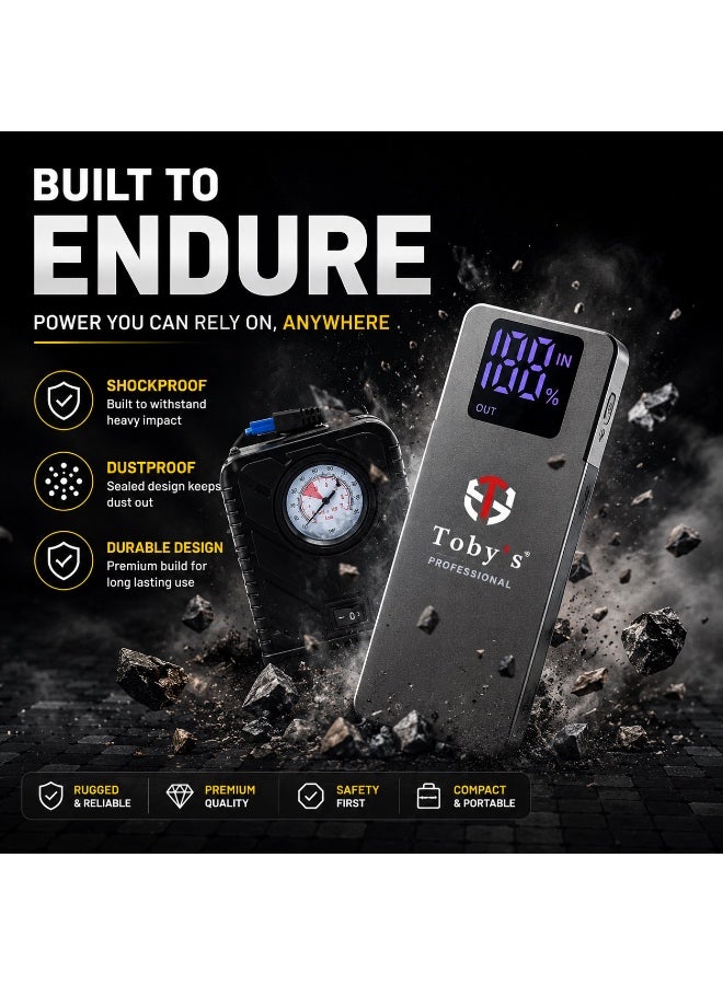 توبيز ضاغط توبيز X20 بقوة 16000mAh مع منفاخ هواء، هيكل ABS مقاوم للماء، شحن متعدد الأجهزة، حماية أمان، دعم مركبات 12V، بطارية محمولة خفيفة الوزن - Image 3