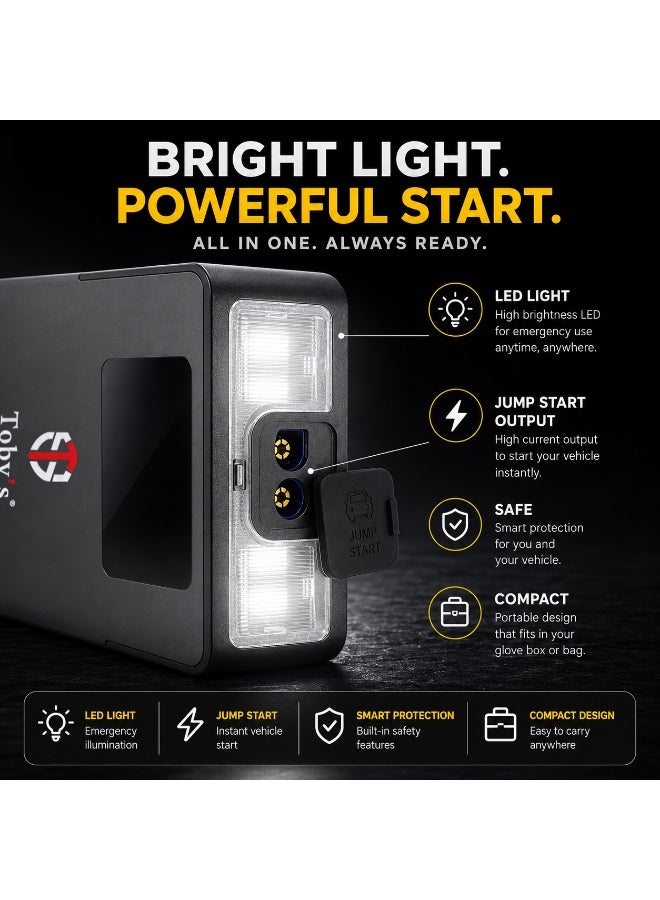توبيز ضاغط توبيز X20 بقوة 16000mAh مع منفاخ هواء، هيكل ABS مقاوم للماء، شحن متعدد الأجهزة، حماية أمان، دعم مركبات 12V، بطارية محمولة خفيفة الوزن - Image 4