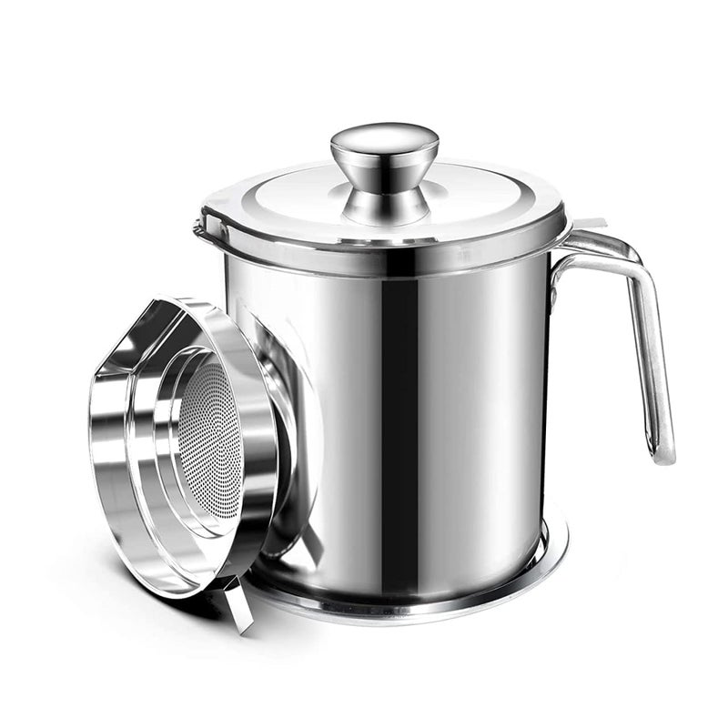 RIVA SALES Modular Kitchen Oil Filter Stainless Steel Household Oil Pot with Lid Cooking Best Oil Health Shaver Oil Fat Separator for Filter Residue 15L - Image 1