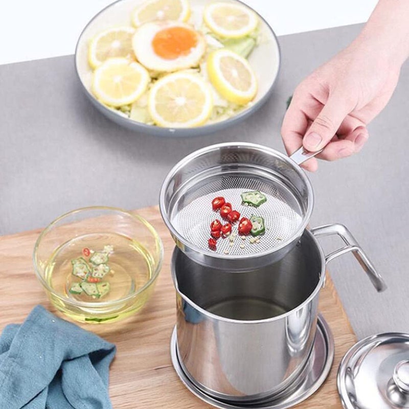 RIVA SALES Modular Kitchen Oil Filter Stainless Steel Household Oil Pot with Lid Cooking Best Oil Health Shaver Oil Fat Separator for Filter Residue 15L - Image 5