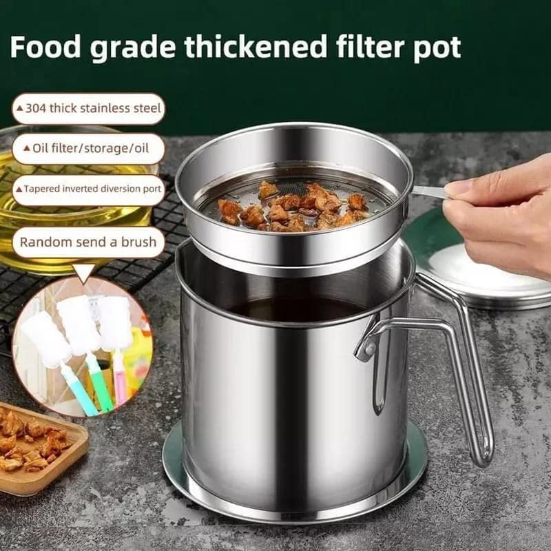RIVA SALES Modular Kitchen Oil Filter Stainless Steel Household Oil Pot with Lid Cooking Best Oil Health Shaver Oil Fat Separator for Filter Residue 15L - Image 4