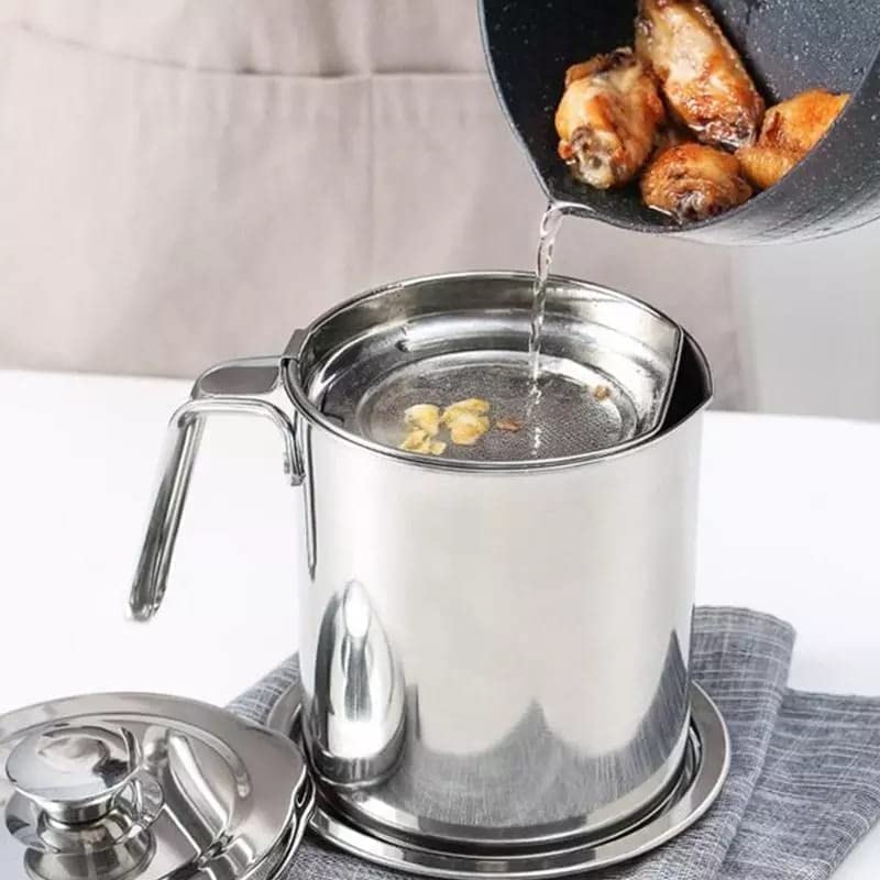 RIVA SALES Modular Kitchen Oil Filter Stainless Steel Household Oil Pot with Lid Cooking Best Oil Health Shaver Oil Fat Separator for Filter Residue 15L - Image 3
